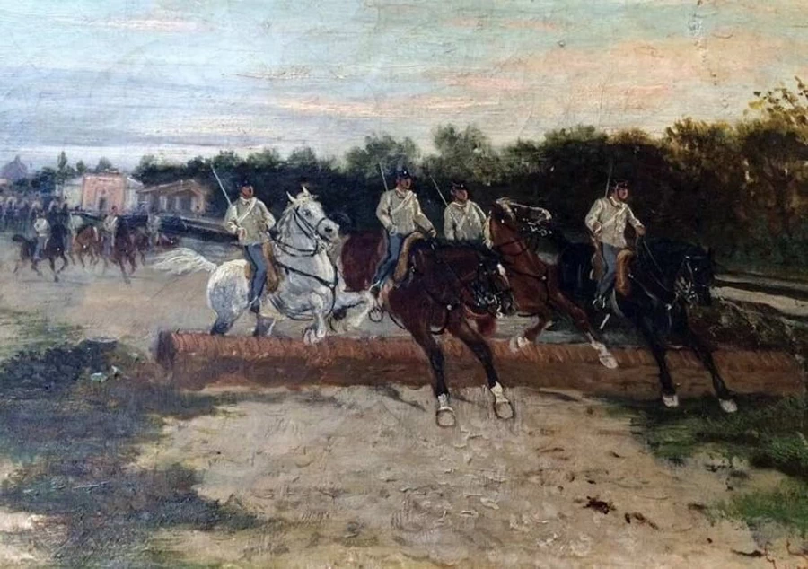 Istruzioni della cavalleria di Monferrato nella piazza d’armi di Parma - dettaglio
